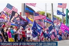 Đoàn xe chở ông Trump đi qua đám đông tập hợp nhân ‘Ngày Tổng thống’