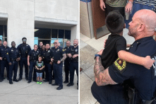 Con trai của cảnh sát quá cố được đồng nghiệp của bố đưa đến trường